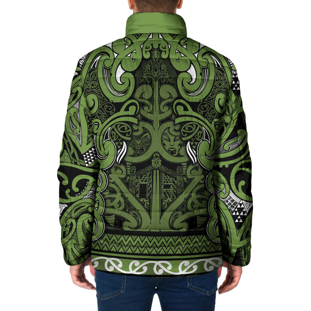 Aotearoa Iwi Ngāti Tama ki Taranaki Trust Padded Jacket Maori Wharenui House Tribal Pattern