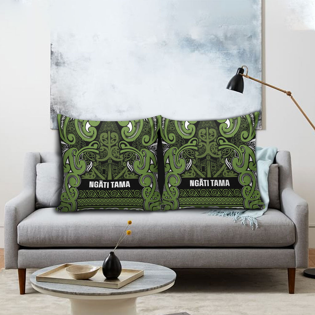 Aotearoa Iwi Ngāti Tama ki Taranaki Trust Pillow Cover Maori Wharenui House Tribal Pattern