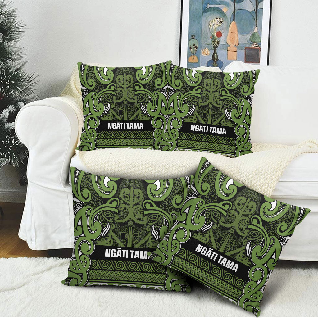 Aotearoa Iwi Ngāti Tama ki Taranaki Trust Pillow Cover Maori Wharenui House Tribal Pattern