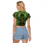 Aotearoa Iwi Ngāti Tama ki Taranaki Trust Raglan Cropped T Shirt Maori Wharenui House Tribal Pattern