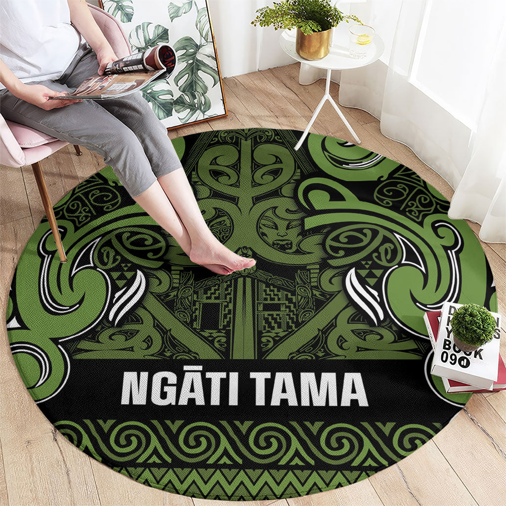 Aotearoa Iwi Ngāti Tama ki Taranaki Trust Round Carpet Maori Wharenui House Tribal Pattern