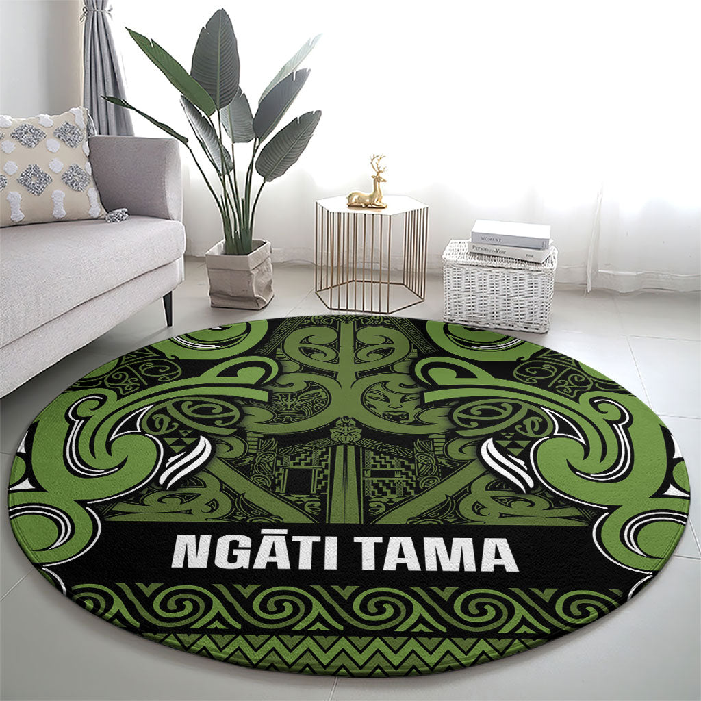 Aotearoa Iwi Ngāti Tama ki Taranaki Trust Round Carpet Maori Wharenui House Tribal Pattern