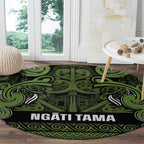 Aotearoa Iwi Ngāti Tama ki Taranaki Trust Round Carpet Maori Wharenui House Tribal Pattern