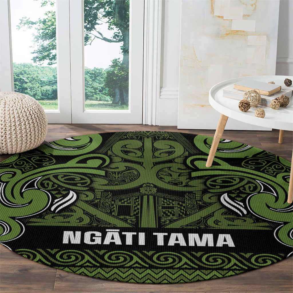 Aotearoa Iwi Ngāti Tama ki Taranaki Trust Round Carpet Maori Wharenui House Tribal Pattern