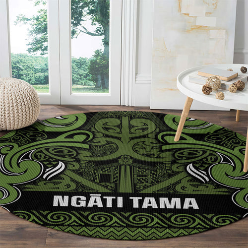 Aotearoa Iwi Ngāti Tama ki Taranaki Trust Round Carpet Maori Wharenui House Tribal Pattern