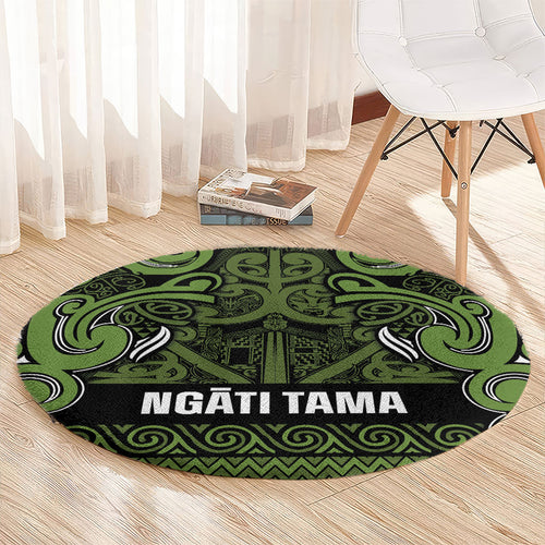 Aotearoa Iwi Ngāti Tama ki Taranaki Trust Round Carpet Maori Wharenui House Tribal Pattern