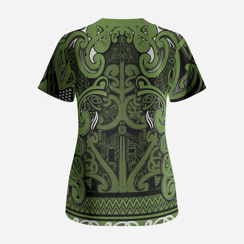 Aotearoa Iwi Ngāti Tama ki Taranaki Trust Scrub Top Maori Wharenui House Tribal Pattern