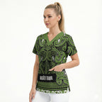 Aotearoa Iwi Ngāti Tama ki Taranaki Trust Scrub Top Maori Wharenui House Tribal Pattern