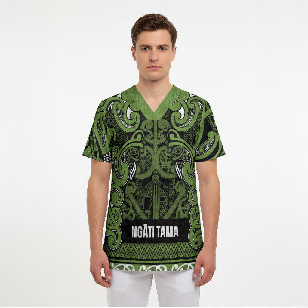 Aotearoa Iwi Ngāti Tama ki Taranaki Trust Scrub Top Maori Wharenui House Tribal Pattern