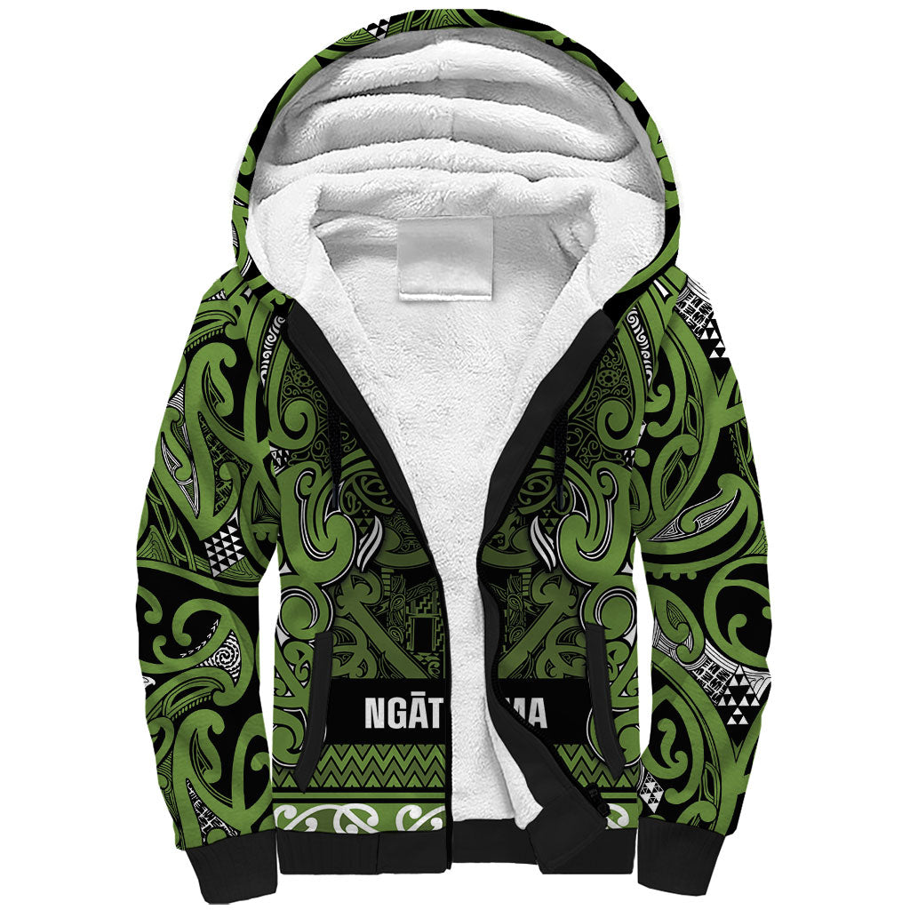 Aotearoa Iwi Ngāti Tama ki Taranaki Trust Sherpa Hoodie Maori Wharenui House Tribal Pattern