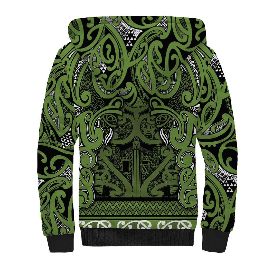 Aotearoa Iwi Ngāti Tama ki Taranaki Trust Sherpa Hoodie Maori Wharenui House Tribal Pattern