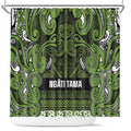 Aotearoa Iwi Ngāti Tama ki Taranaki Trust Shower Curtain Maori Wharenui House Tribal Pattern