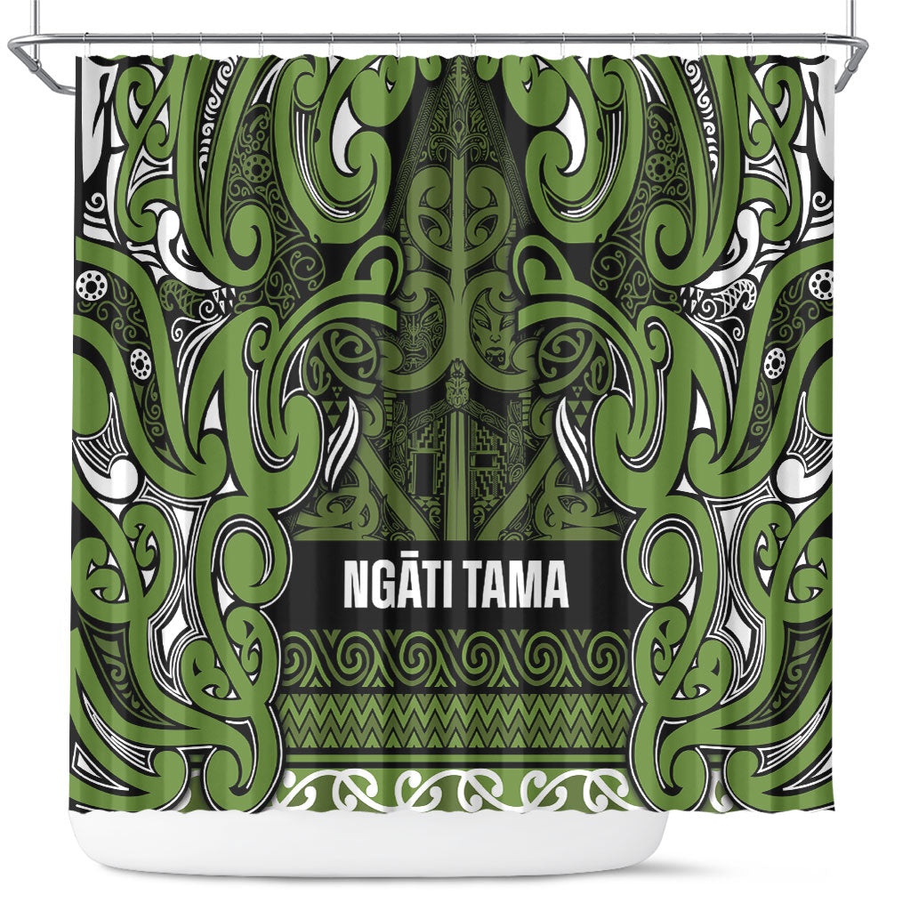 Aotearoa Iwi Ngāti Tama ki Taranaki Trust Shower Curtain Maori Wharenui House Tribal Pattern