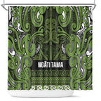 Aotearoa Iwi Ngāti Tama ki Taranaki Trust Shower Curtain Maori Wharenui House Tribal Pattern