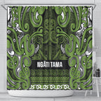 Aotearoa Iwi Ngāti Tama ki Taranaki Trust Shower Curtain Maori Wharenui House Tribal Pattern