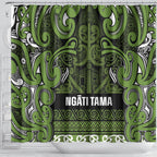 Aotearoa Iwi Ngāti Tama ki Taranaki Trust Shower Curtain Maori Wharenui House Tribal Pattern