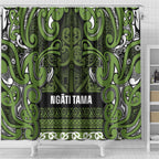 Aotearoa Iwi Ngāti Tama ki Taranaki Trust Shower Curtain Maori Wharenui House Tribal Pattern