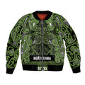 Aotearoa Iwi Ngāti Tama ki Taranaki Trust Sleeve Zip Bomber Jacket Maori Wharenui House Tribal Pattern