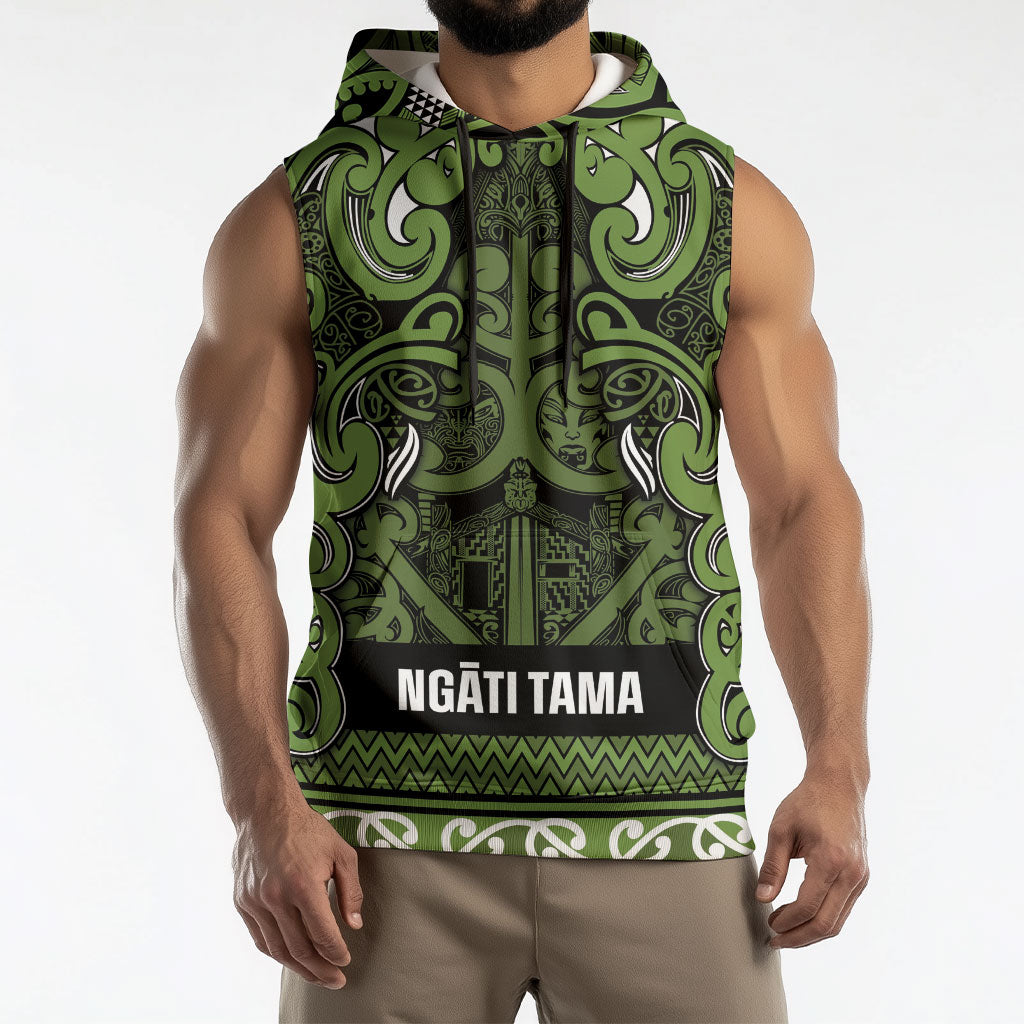 Aotearoa Iwi Ngāti Tama ki Taranaki Trust Sleeveless Hoodie Maori Wharenui House Tribal Pattern