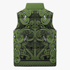 Aotearoa Iwi Ngāti Tama ki Taranaki Trust Sleeveless Puffer Jacket Maori Wharenui House Tribal Pattern