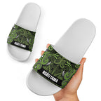 Aotearoa Iwi Ngāti Tama ki Taranaki Trust Slide Sandals Maori Wharenui House Tribal Pattern