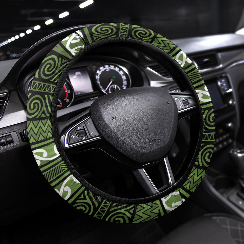 Aotearoa Iwi Ngāti Tama ki Taranaki Trust Steering Wheel Cover Maori Wharenui House Tribal Pattern