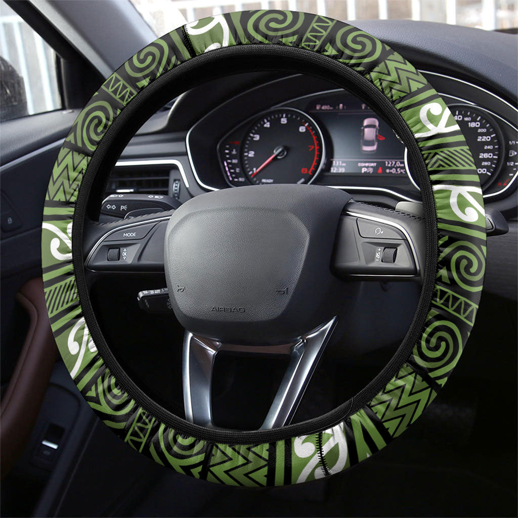 Aotearoa Iwi Ngāti Tama ki Taranaki Trust Steering Wheel Cover Maori Wharenui House Tribal Pattern