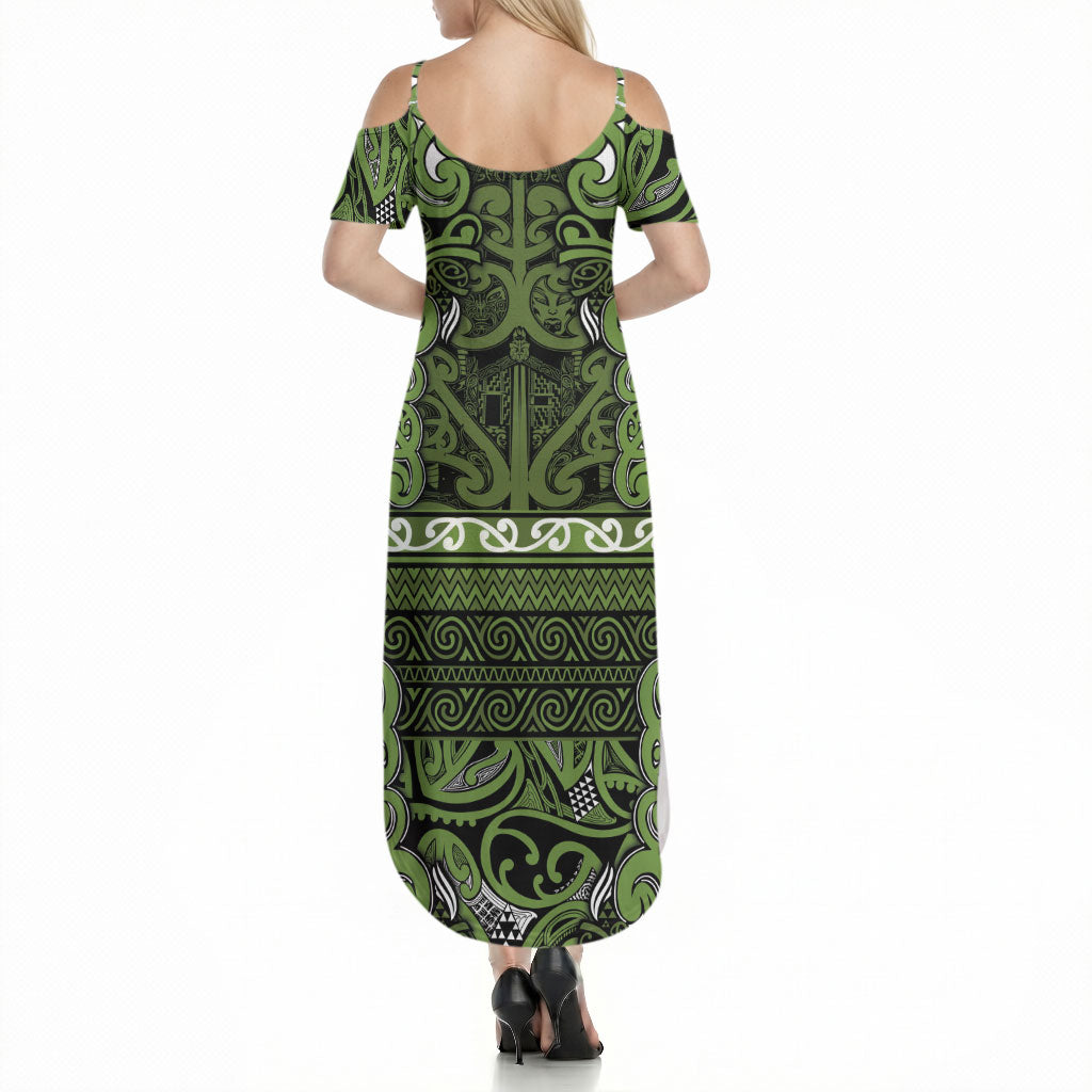 Aotearoa Iwi Ngāti Tama ki Taranaki Trust Summer Maxi Dress Maori Wharenui House Tribal Pattern