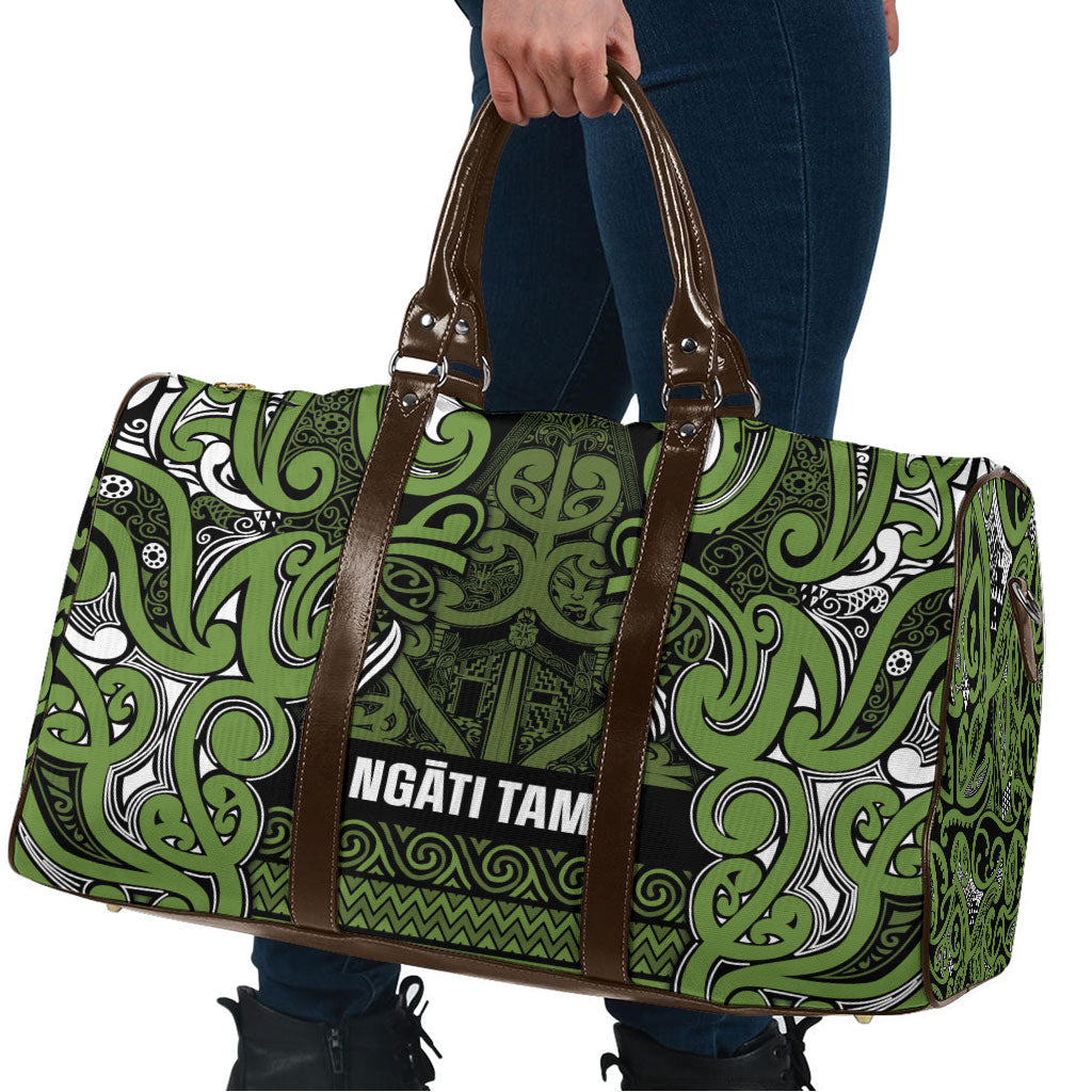 Aotearoa Iwi Ngāti Tama ki Taranaki Trust Travel Bag Maori Wharenui House Tribal Pattern