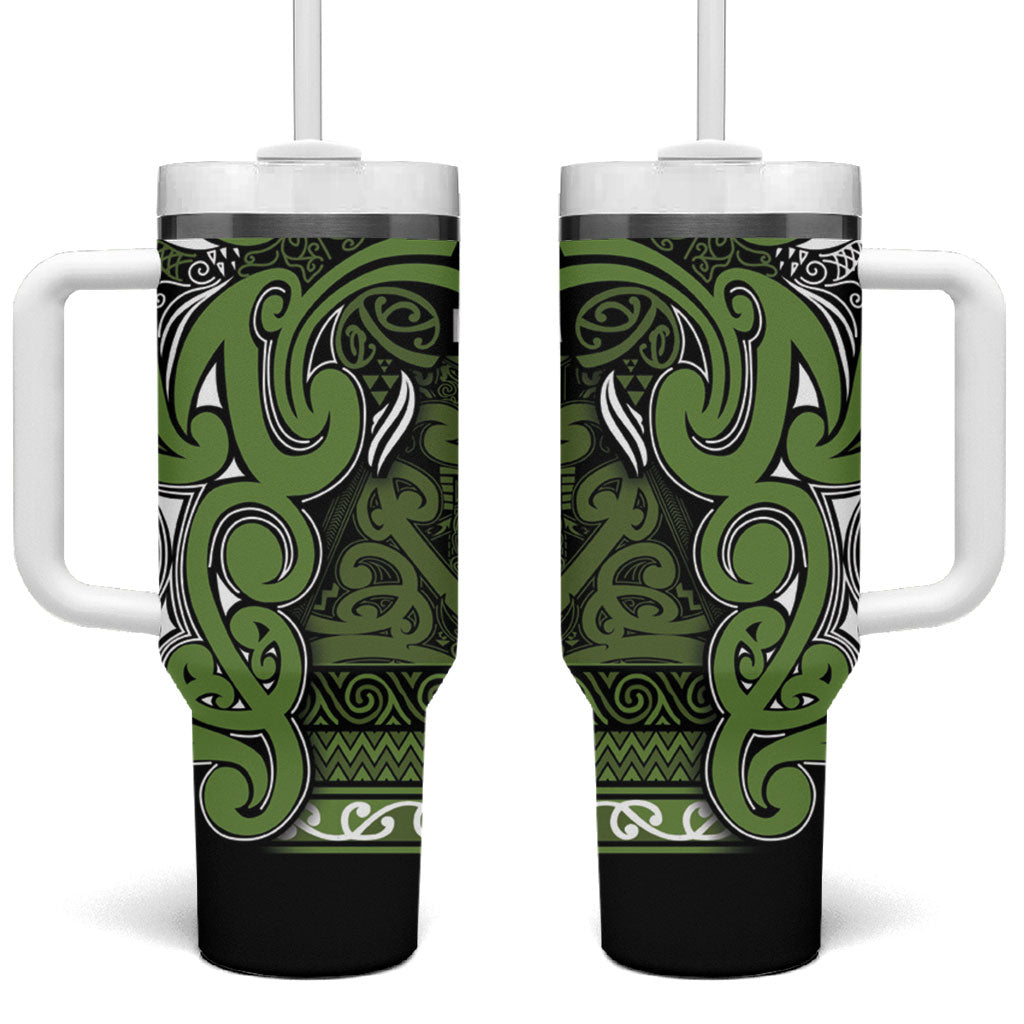 Aotearoa Iwi Ngāti Tama ki Taranaki Trust Tumbler With Handle Maori Wharenui House Tribal Pattern