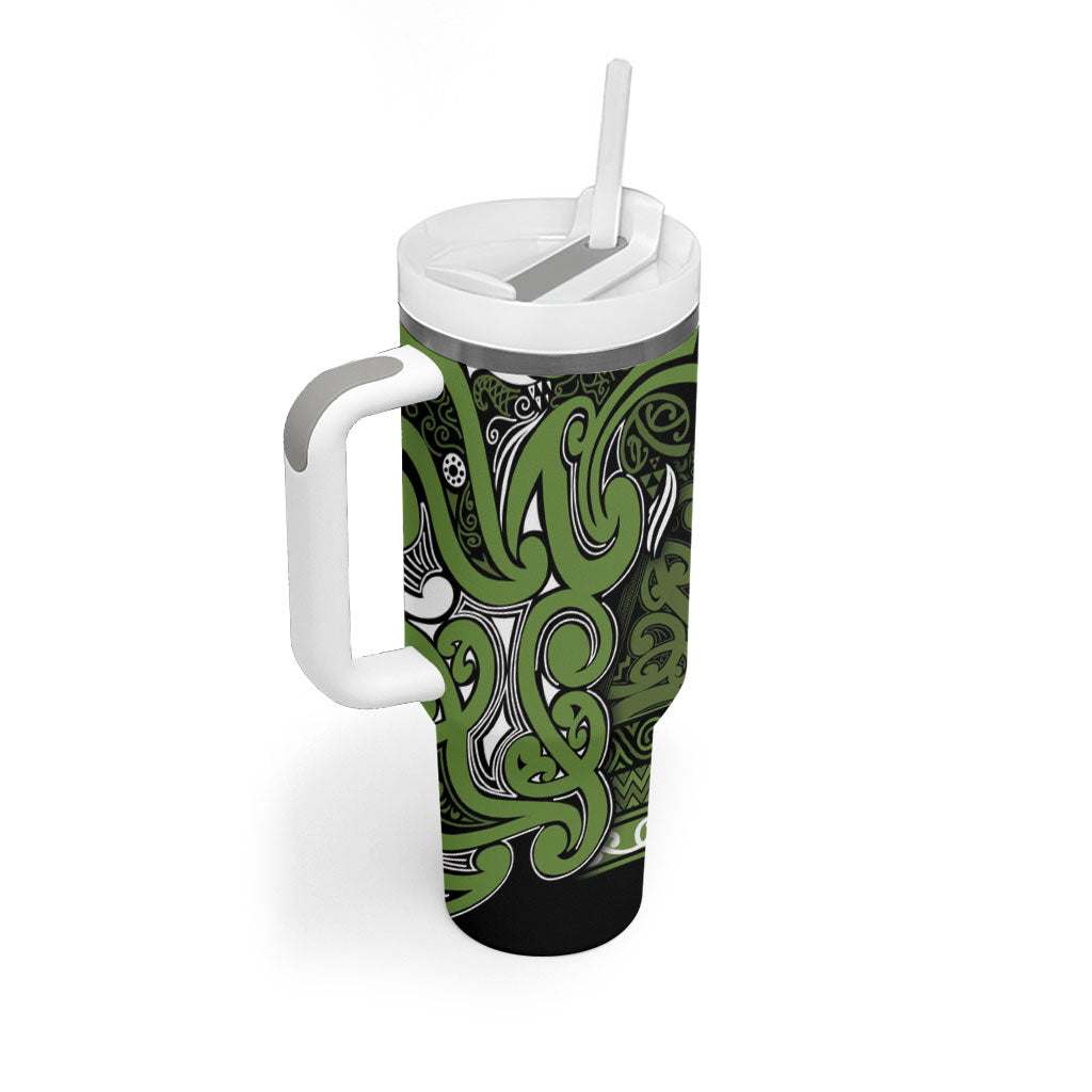 Aotearoa Iwi Ngāti Tama ki Taranaki Trust Tumbler With Handle Maori Wharenui House Tribal Pattern