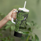 Aotearoa Iwi Ngāti Tama ki Taranaki Trust Tumbler With Handle Maori Wharenui House Tribal Pattern