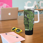 Aotearoa Iwi Ngāti Tama ki Taranaki Trust Tumbler With Handle Maori Wharenui House Tribal Pattern