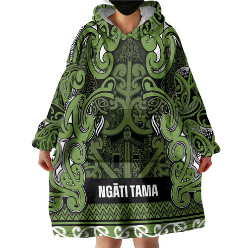 Aotearoa Iwi Ngāti Tama ki Taranaki Trust Wearable Blanket Hoodie Maori Wharenui House Tribal Pattern