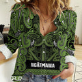 Aotearoa Iwi Ngāti Tama ki Taranaki Trust Women Casual Shirt Maori Wharenui House Tribal Pattern