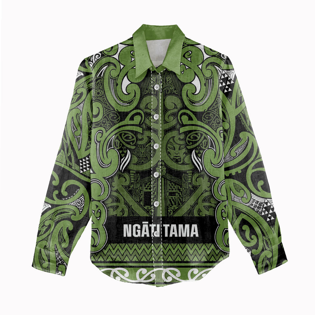 Aotearoa Iwi Ngāti Tama ki Taranaki Trust Women Casual Shirt Maori Wharenui House Tribal Pattern