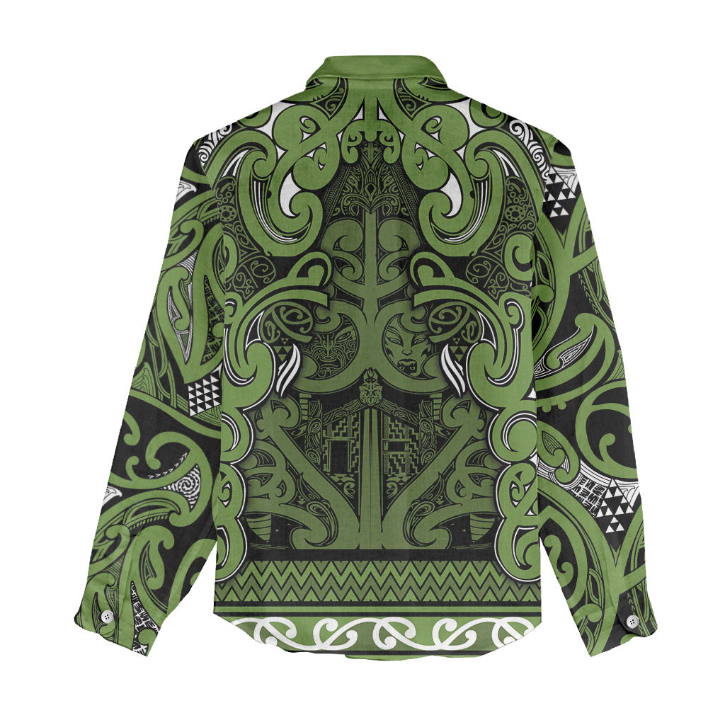 Aotearoa Iwi Ngāti Tama ki Taranaki Trust Women Casual Shirt Maori Wharenui House Tribal Pattern