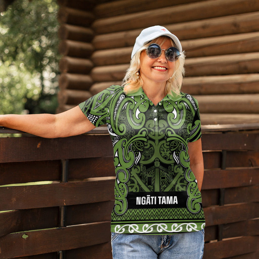 Aotearoa Iwi Ngāti Tama ki Taranaki Trust Women Polo Shirt Maori Wharenui House Tribal Pattern
