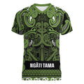Aotearoa Iwi Ngāti Tama ki Taranaki Trust Women V-Neck T-Shirt Maori Wharenui House Tribal Pattern