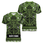 Aotearoa Iwi Ngāti Tama ki Taranaki Trust Women V-Neck T-Shirt Maori Wharenui House Tribal Pattern