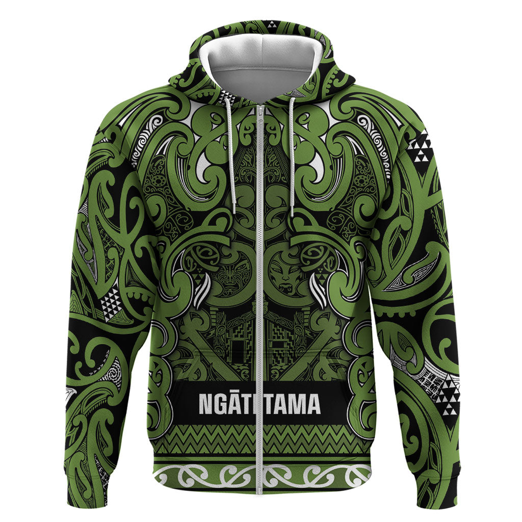 Aotearoa Iwi Ngāti Tama ki Taranaki Trust Zip Hoodie Maori Wharenui House Tribal Pattern