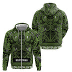 Aotearoa Iwi Ngāti Tama ki Taranaki Trust Zip Hoodie Maori Wharenui House Tribal Pattern