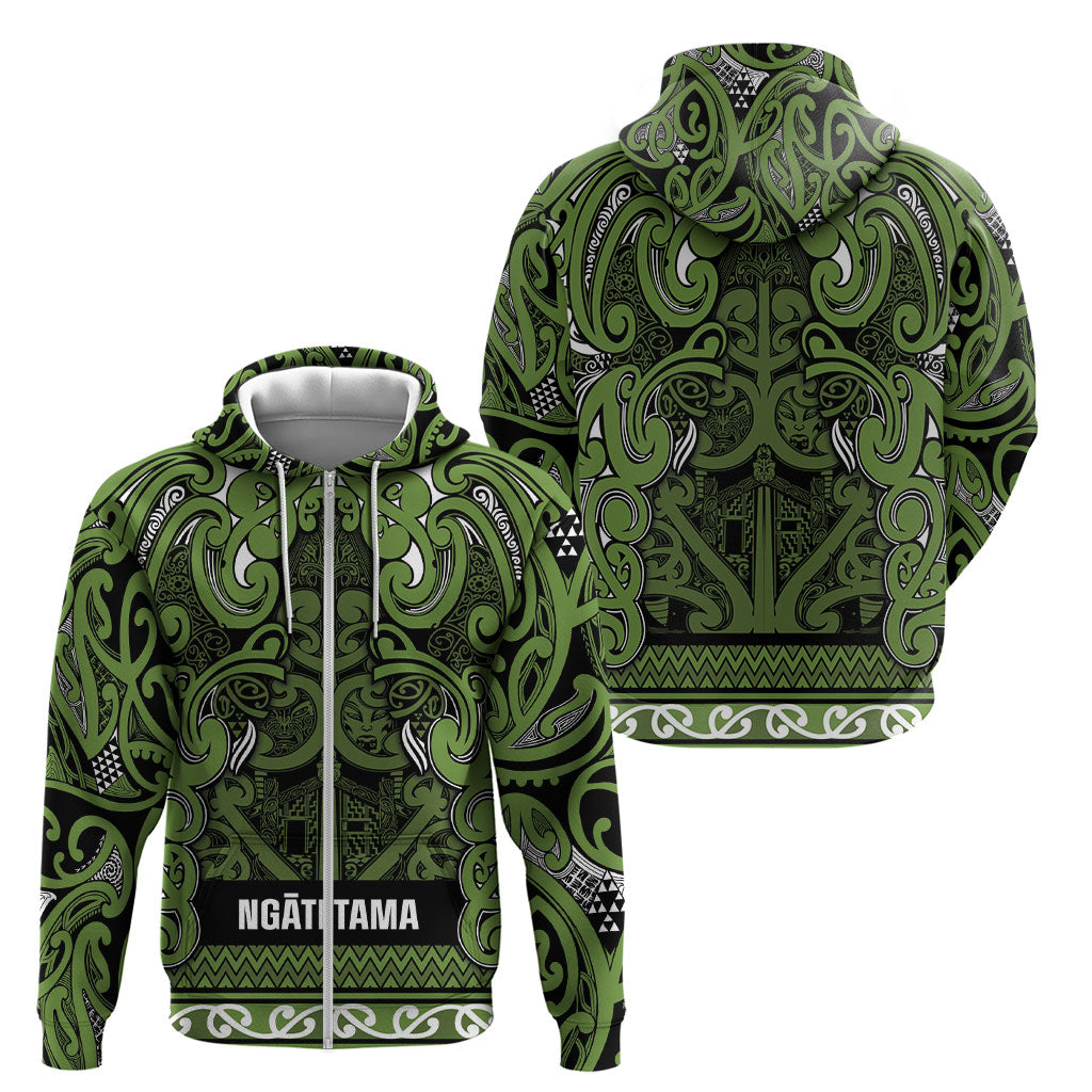 Aotearoa Iwi Ngāti Tama ki Taranaki Trust Zip Hoodie Maori Wharenui House Tribal Pattern