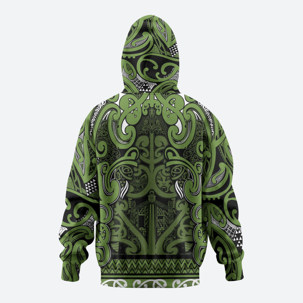 Aotearoa Iwi Ngāti Tama ki Taranaki Trust Zip Hoodie Maori Wharenui House Tribal Pattern