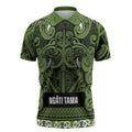 Aotearoa Iwi Ngāti Tama ki Taranaki Trust Zipper Polo Shirt Maori Wharenui House Tribal Pattern