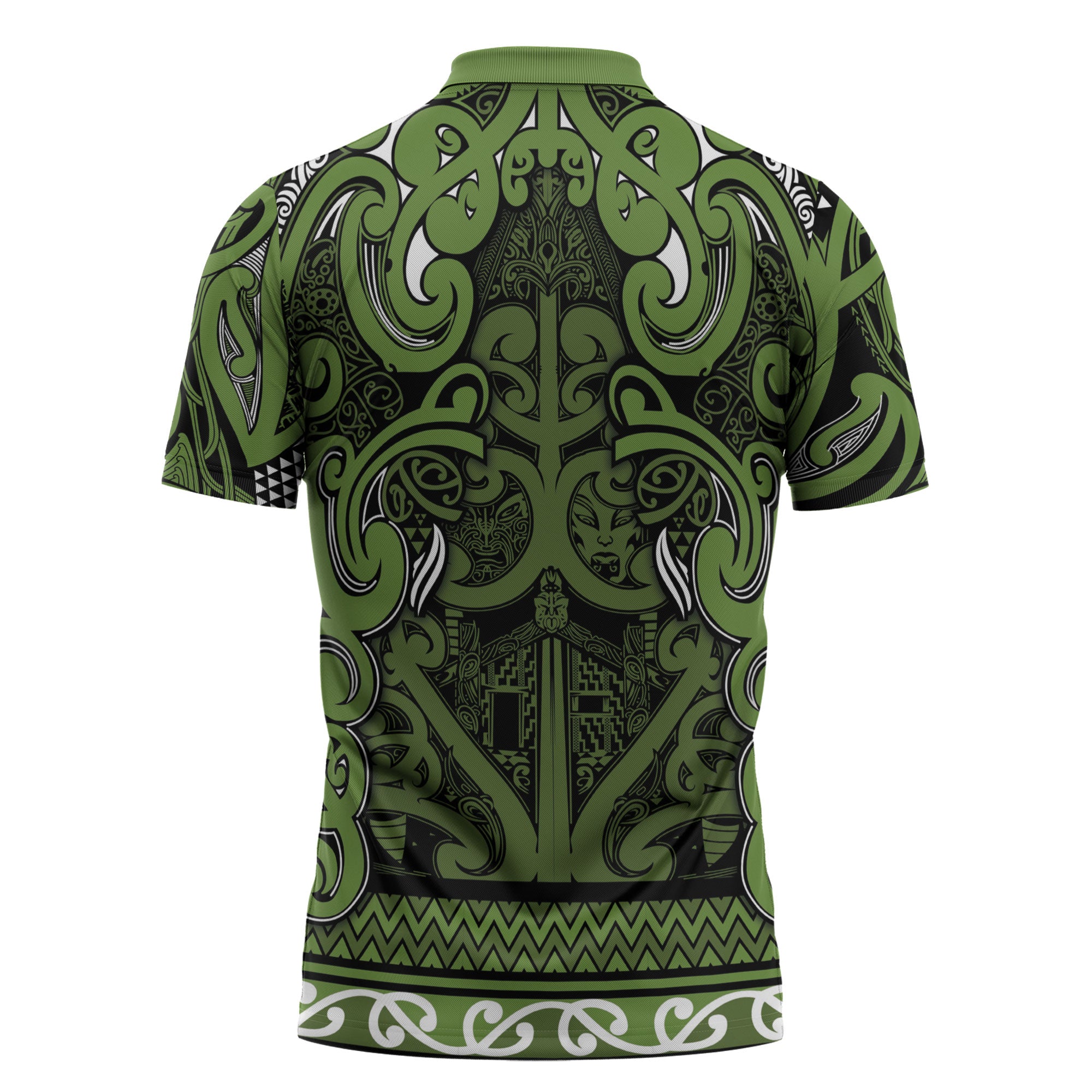 Aotearoa Iwi Ngāti Tama ki Taranaki Trust Zipper Polo Shirt Maori Wharenui House Tribal Pattern