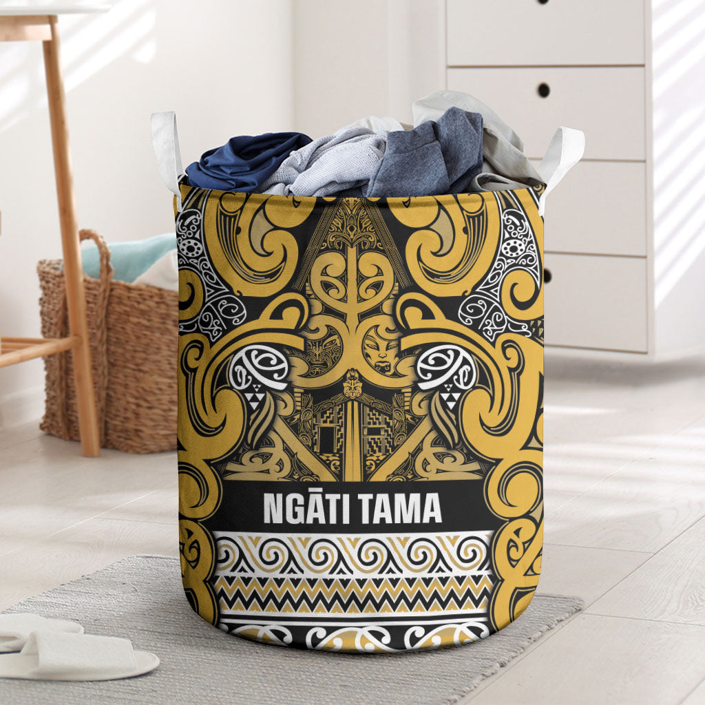 Aotearoa Iwi Ngāti Tama ki Te Waipounamu Trust Laundry Basket Maori Wharenui House Tribal Pattern