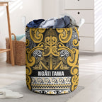 Aotearoa Iwi Ngāti Tama ki Te Waipounamu Trust Laundry Basket Maori Wharenui House Tribal Pattern