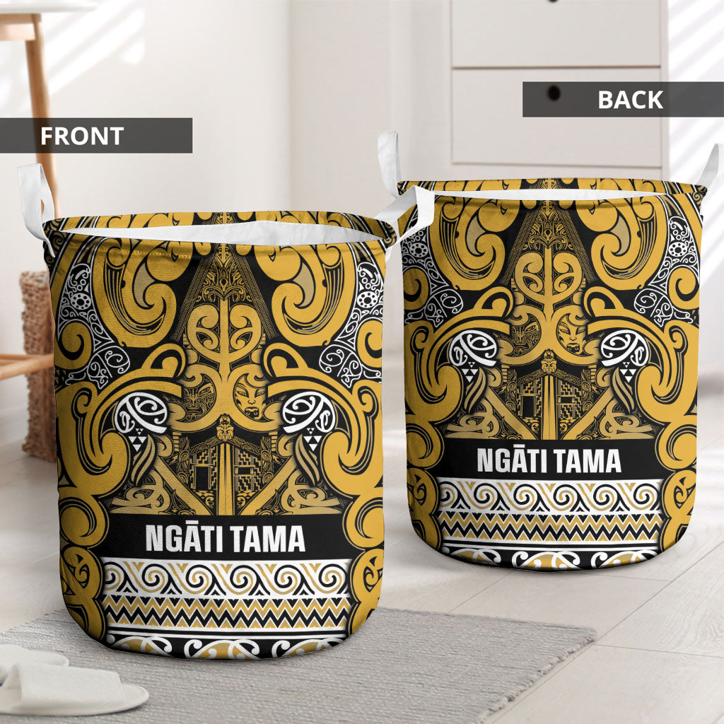 Aotearoa Iwi Ngāti Tama ki Te Waipounamu Trust Laundry Basket Maori Wharenui House Tribal Pattern