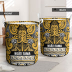 Aotearoa Iwi Ngāti Tama ki Te Waipounamu Trust Laundry Basket Maori Wharenui House Tribal Pattern